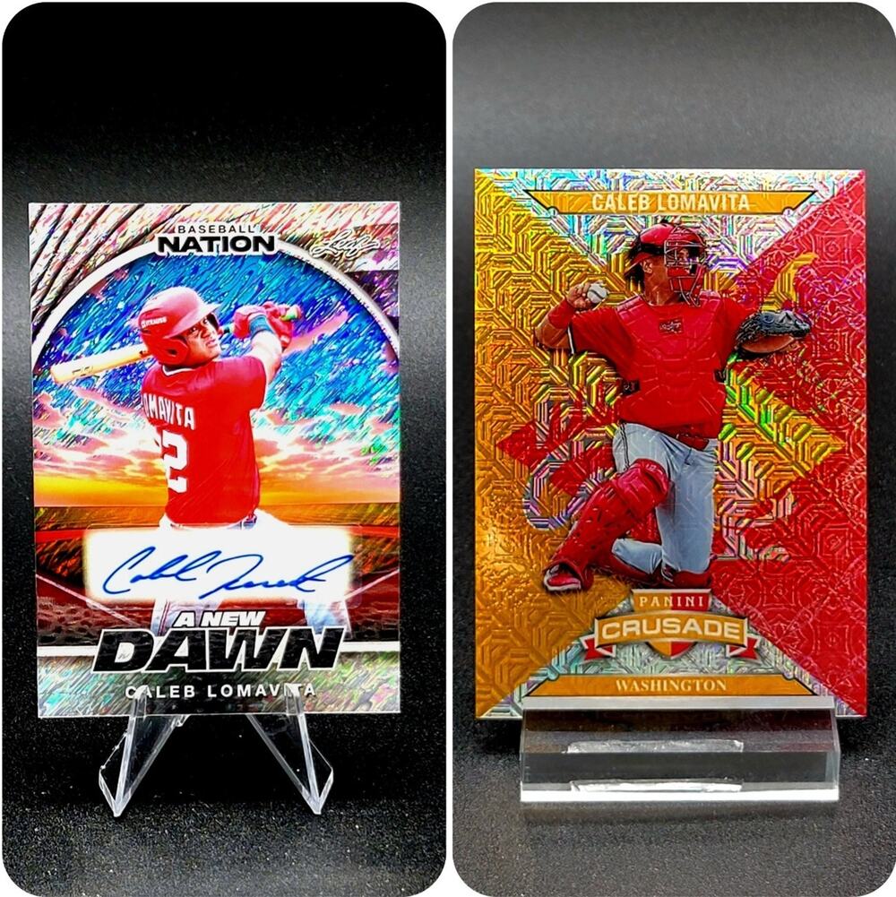 2025 Caleb Lomavita RC Dawn Auto /15, Crusade Gold Mojo /10 Nationals Prospect